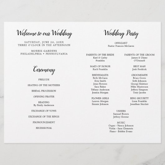 写真付き折り畳み結婚式 プログラム冊子 チラシ (裏面)