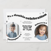 写真付き招待状　子供たちの合同誕生日パーティー 招待状 (正面)