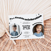 写真付き招待状　子供たちの合同誕生日パーティー 招待状