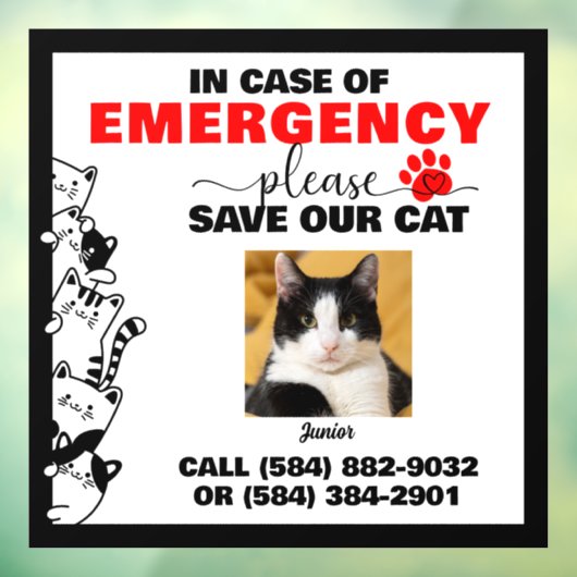 写真付き救緊急猫の場カスタム合 ウィンドウサイン (シート3)