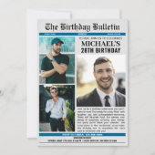 写真付き新聞 誕生日 すべての年齢 招待状 (正面)