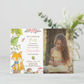 写真付き森林の狐の誕生日招待状 招待状 (スタンド正面)