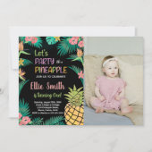 写真付き第1ブラック・オレンジ・グリーン・パイナップル 招待状 (正面)