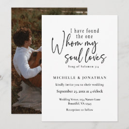 写真付き聖書の詩を用いた現代的なクリスチャンウェディング 招待状