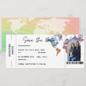 写真付き航空券のSave The Date 招待状 (正面/裏面)