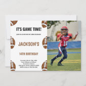 写真付き茶色のサッカー誕生日招待状 招待状 (正面)