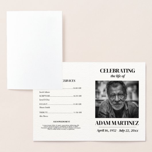 写真付き葬儀のお別れ会・生前感謝祭の案内 箔カード (ディスプレー)