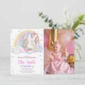 写真付き虹色カスティーリャユニコーンの招待状 招待状 (スタンド正面)