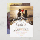 写真付き装飾結婚式招待状 ポストカード (正面/裏面)