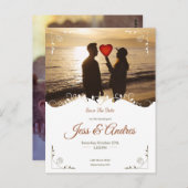 写真付き装飾結婚式招待状 ポストカード (正面/裏面)
