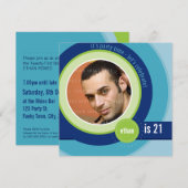 写真付き誕生日招待状 :: 円形 4SQ 招待状 (正面/裏面)