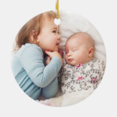 写真付き赤い格子縞モノグラムクリスマス装飾品 セラミックオーナメント (裏面)