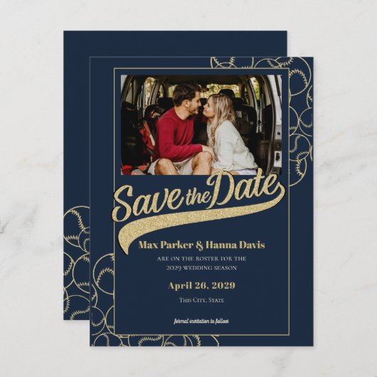 写真付き野球のSave the Date セーブザデート (正面/裏面)