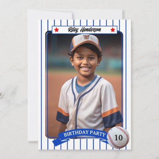 写真付き野球誕生日パーティー招待状 招待状 (正面)