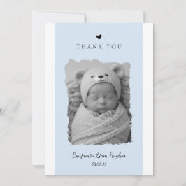 写真付き青い出生告知カード 招待状