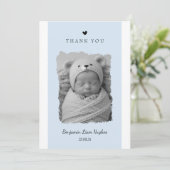 写真付き青い出生告知カード 招待状 (スタンド正面)