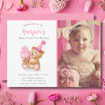 写真付き1歳の誕生日 女の子 テディベア アイスクリーム
