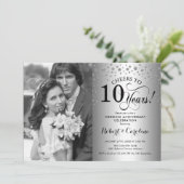 写真付き10周年結婚記念日 - シルバー 招待状 (スタンド正面)
