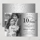 写真付き10周年結婚記念日 - シルバー 招待状 (正面/裏面)