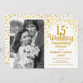 写真付き15周年記念 - ホワイトゴールド 招待状 (正面/裏面)
