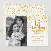 写真付き15周年 - ホワイトゴールド 招待状 (正面/裏面)