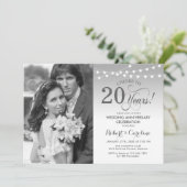 写真付き20周年記念 - シルバー ホワイト 招待状 (スタンド正面)