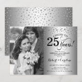 写真付き25周年結婚記念日 - シルバー 招待状 (正面/裏面)