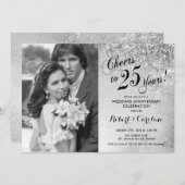 写真付き25周年記念 - シルバー 招待状 (正面/裏面)