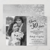 写真付き30周年記念 - シルバー 招待状 (正面/裏面)