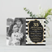 写真付き35周年記念 - ゴールド ブラック 招待状 (スタンド正面)