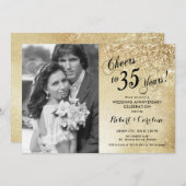 写真付き35周年記念 – 金ゴールド 招待状 (正面/裏面)