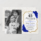 写真付き4周年記念 - サファイア ホワイトゴールド 招待状 (正面/裏面)