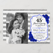 写真付き45周年記念 - サファイアブルーシルバー 招待状 (正面/裏面)