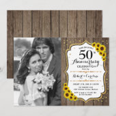 写真付き50周年記念 - ウッドひまわり 招待状 (正面/裏面)