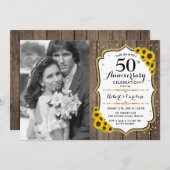 写真付き50周年記念 - ウッド サンキュー 招待状 (正面/裏面)