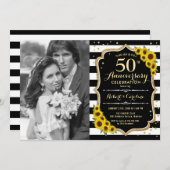 写真付き50周年記念 - ヒマワリ 招待状 (正面/裏面)
