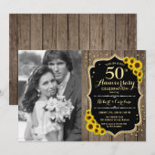 写真付き50周年記念 - ラスティックヒマワリ 招待状 (正面/裏面)