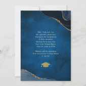 写真付き グラデュエート エレガント ネイビーブルー 発表 招待状 (裏面)