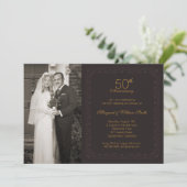 写真付き ゴールド 50周年 結婚記念日 パーティー 招待状 (スタンド正面)