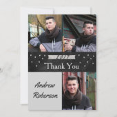 写真付き シルバー 卒業お礼カード 招待状 (正面)