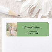 写真付き セージグリーン ウェディング 返信住所ラベル ラベル (インサイチュ)