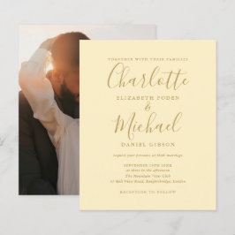 写真付き バタカップイエロー ウェディング 招待状