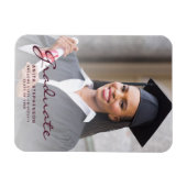 写真付き バーガンディ スクリプト 卒業発表 マグネット (横)