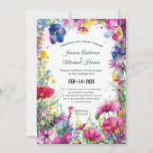 写真付き、ピンクの牧草地の開花 招待状 (正面)