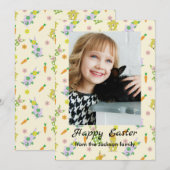 写真付き フラット イースター カード 幸せなイースターうさぎ (正面/裏面)