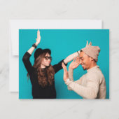 写真付き ユニークなケーキとお酒の面白い結婚式の招待状(仮) セーブザデート (裏面)