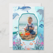 写真付き「海の中」4歳の誕生日 招待状 (裏面)