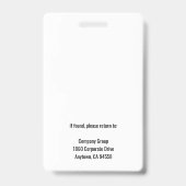 写真付き 社員証 企業ロゴ セキュリティ ピンク バッジ (裏面)