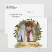 写真付き 赤いクリスマスリース  | 写真 シーズンポストカード (正面/裏面)