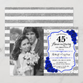 写真付き 45周年記念 - サファイアブルーシルバー 招待状 (正面/裏面)